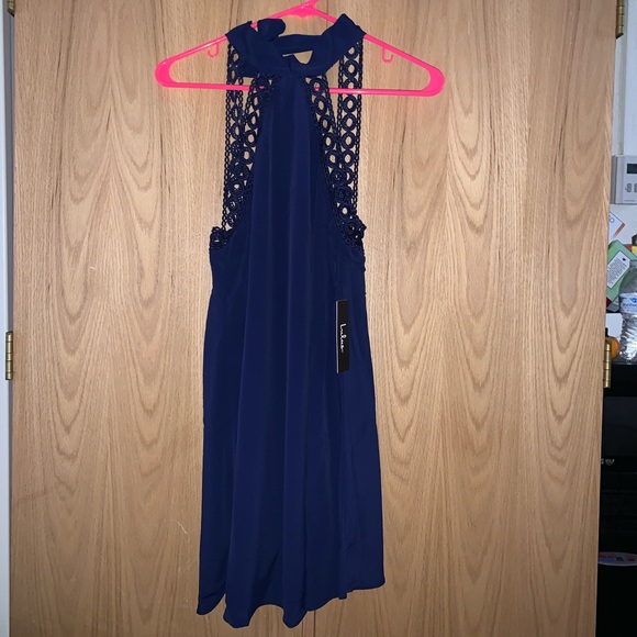 NWT Lulu’s Navy Blue Halter Swing Dress - Picture 4 of 8